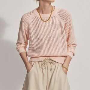 Varley Clay Knit Crewneck Sweater Cotton True Knit Peony